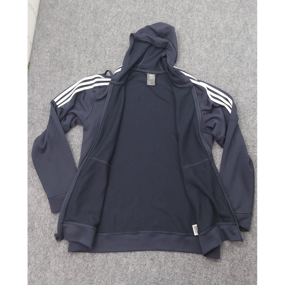 Adidas Track Jacket Mens XL Blue Full Zip Athletic Hooded Pockets Athleisure Gym - Picture 3 of 11